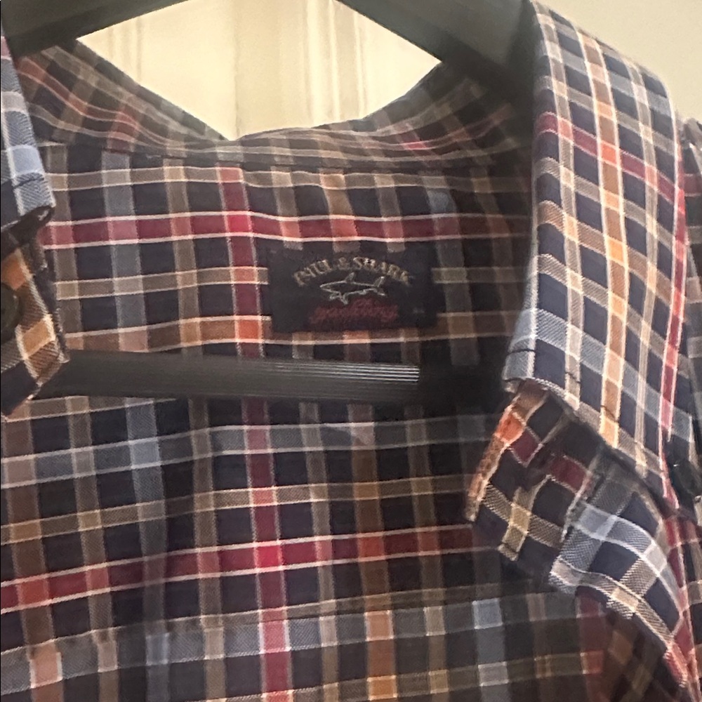 Paul & Shark Checkered Shirt in Blue, Red, and Tan - Picture 2 of 6